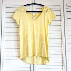 Anthropologie T.La Yellow Short Sleeve Tee T-Shirt Size XS Modal Cotton Blend